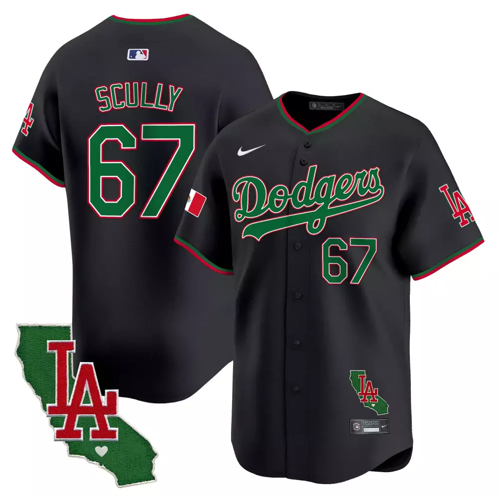 Vin Scully Dodgers Black Vapor Premier Jersey V4 | California Patch Design | Limited Edition Fan Gear | For Men, Women & Youth