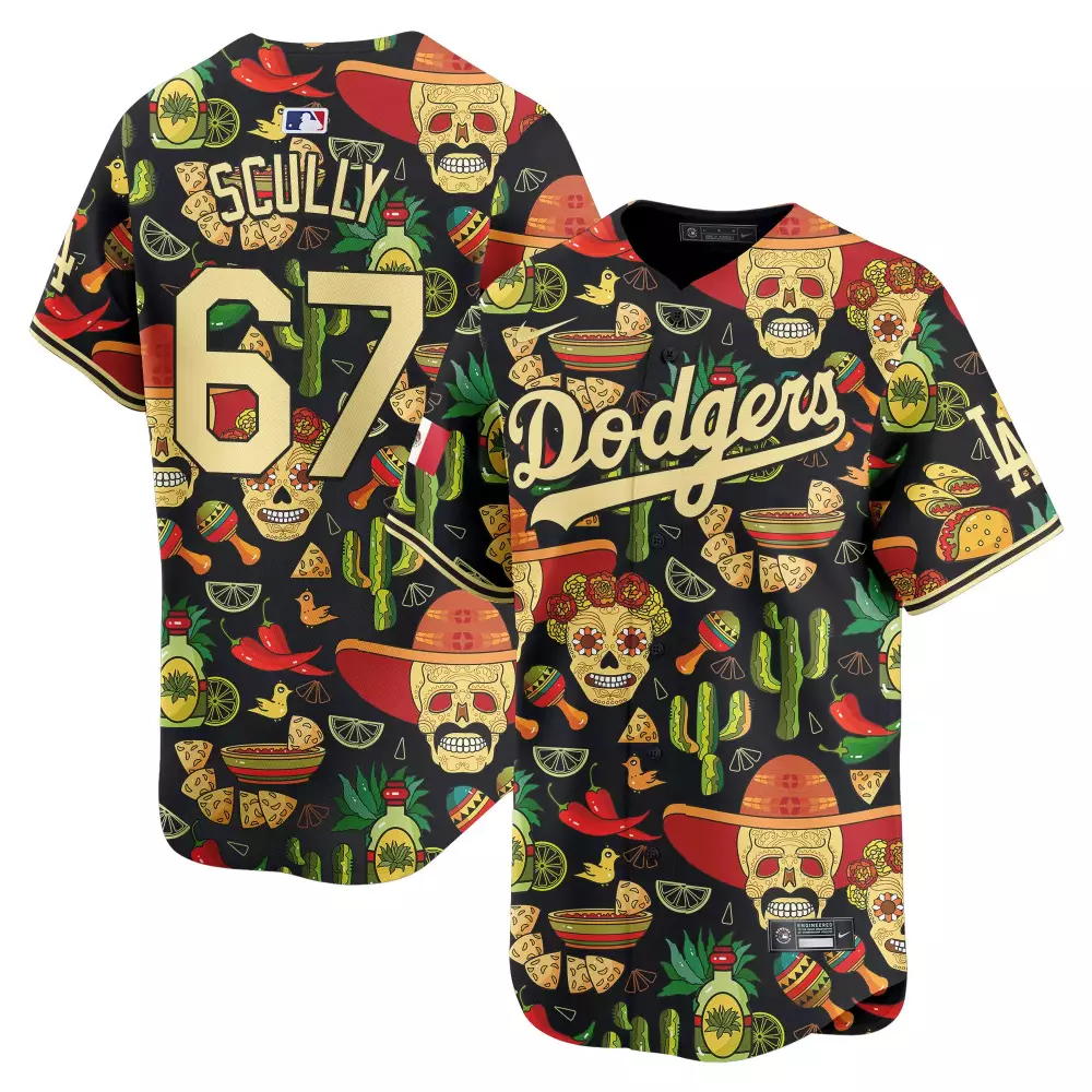 Vin Scully Dodgers Black Cinco de Mayo Jersey | Vapor Premier Design | Limited Edition Fan Gear | For Men, Women & Youth