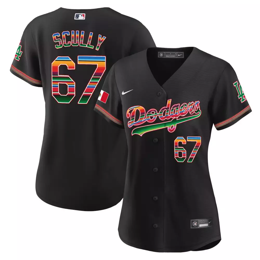 Vin Scully Black Women's Dodgers Mexico Baseball Jersey | Stitched Limited Edition | Fan Gear for Men, Women & Youth
