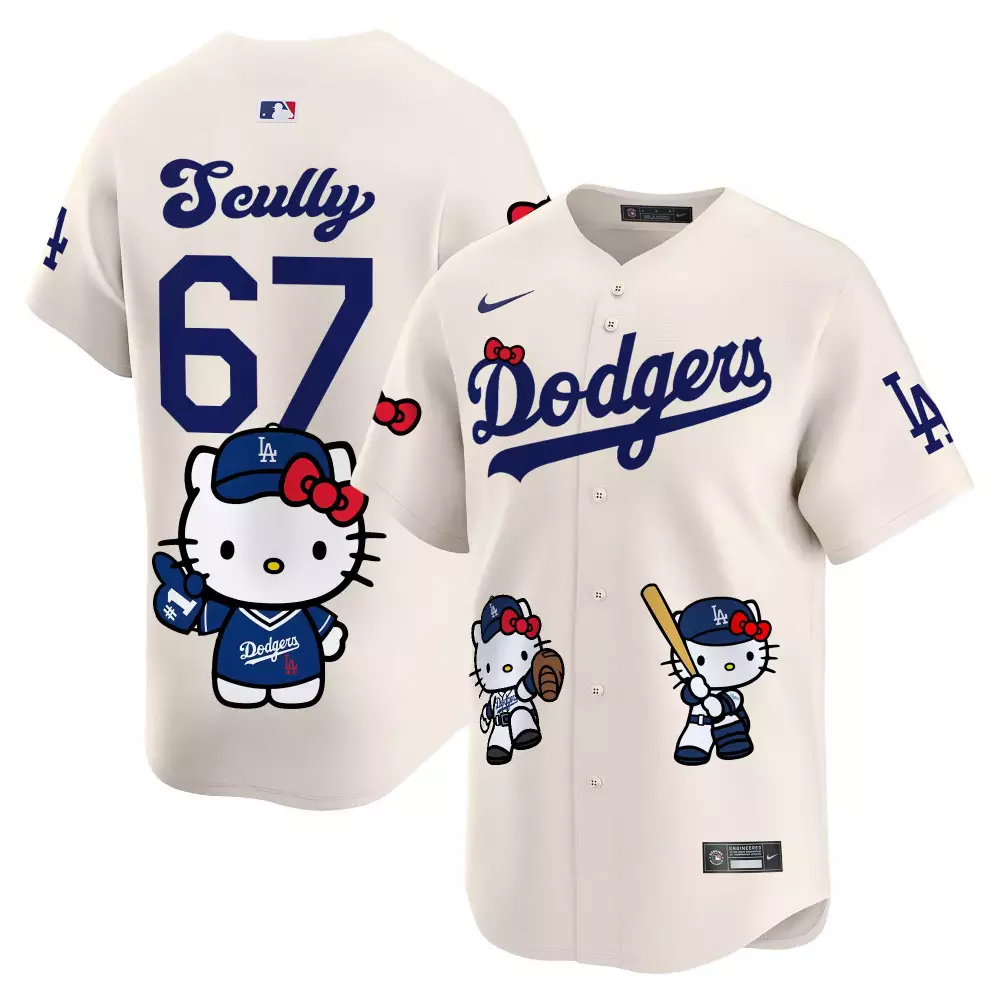 Vin Scully Cream Unisex Dodgers Hello Kitty Vapor Premier Limited Jersey V2 | Printed Fan Gear | For Men, Women & Youth