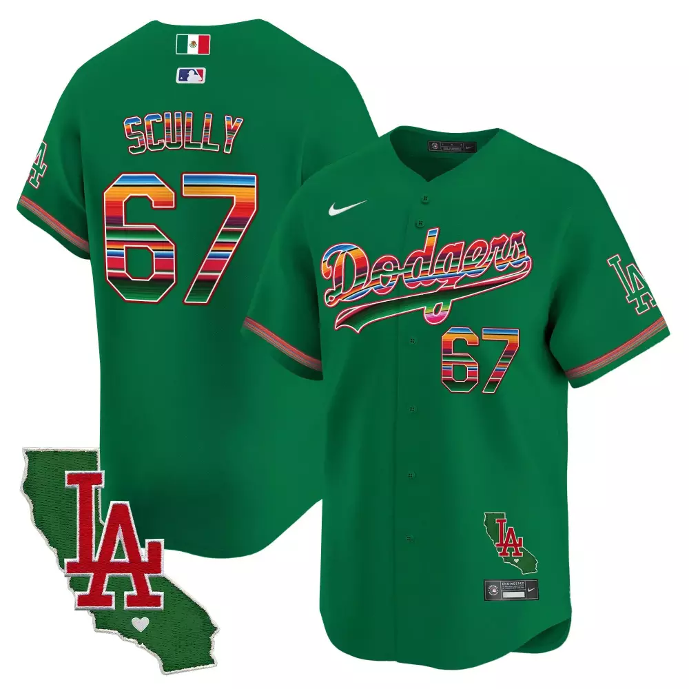 Vin Scully Green Dodgers 2025 Limited Edition Jersey V2 | Premier Stitched Fan Gear | For Men, Women & Youth