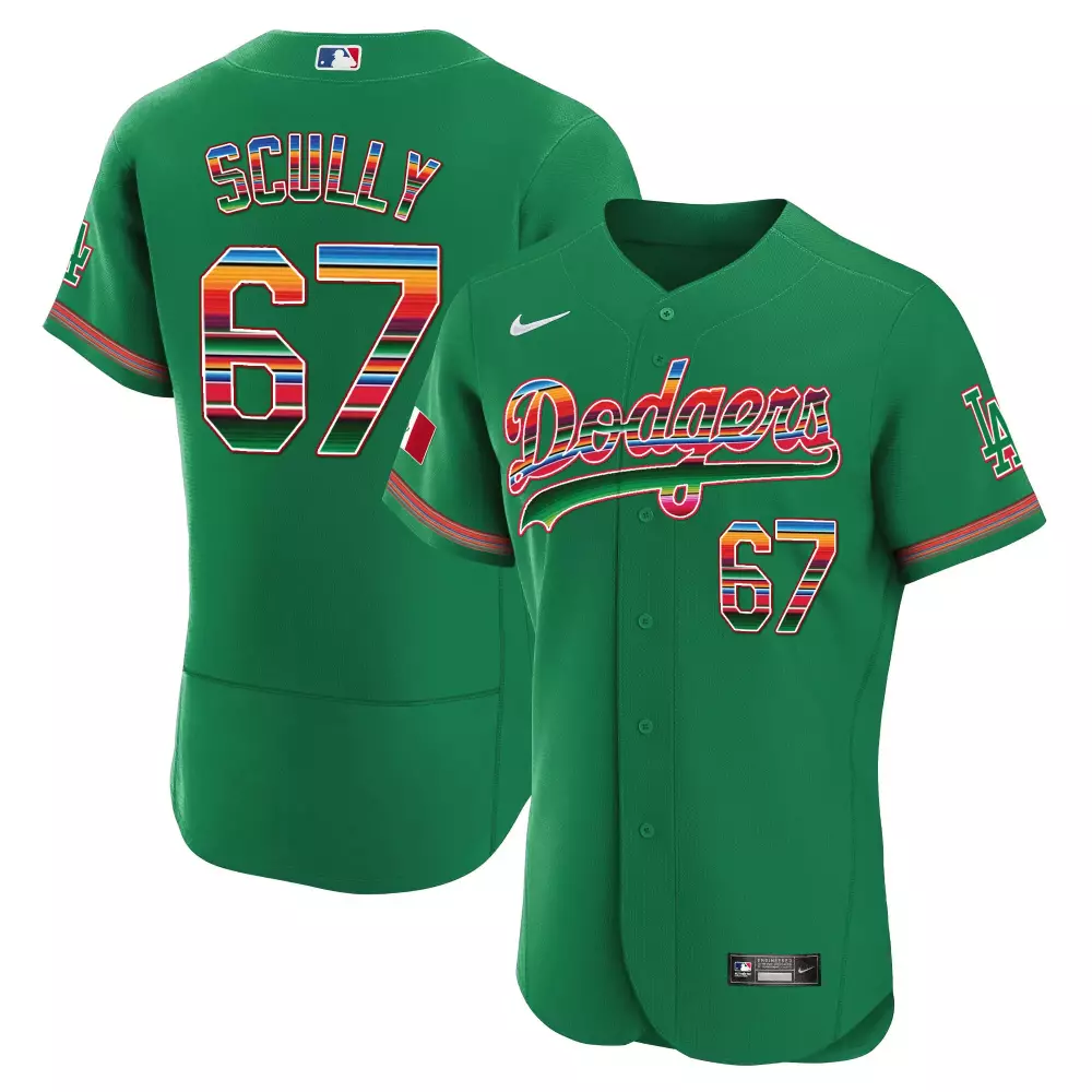 Vin Scully Green Dodgers Flex Base Limited Jersey | Premier Stitched Fan Gear | For Men, Women & Youth