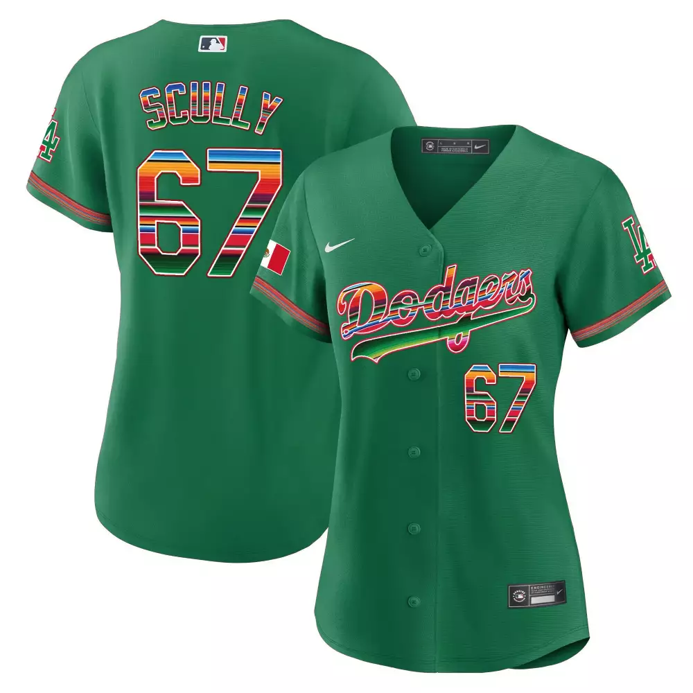 Vin Scully Green Women's Dodgers Mexico Baseball Limited Jersey | All Stitched Fan Gear | For Men, Women & Youth