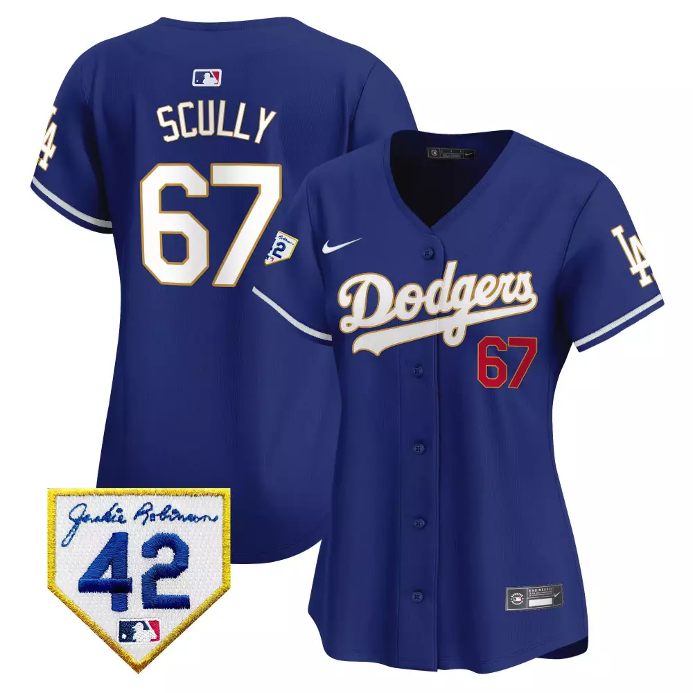 Vin Scully Dodgers Women's 2024 Jackie Robinson Patch Vapor Premier Limited Jersey | All Stitched Fan Gear for Women & Youth