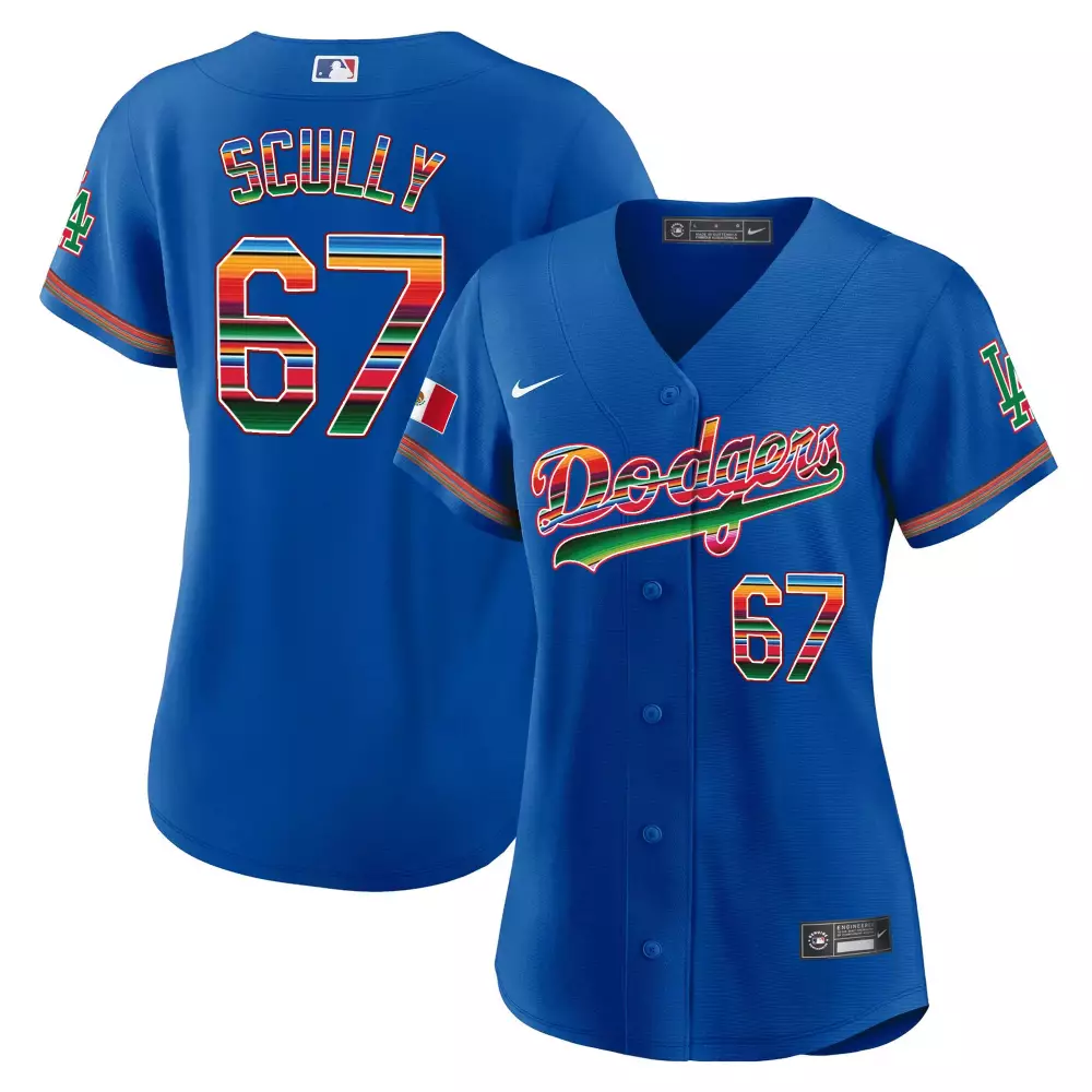 Vin Scully Women's Dodgers Mexico Baseball Jersey | Royal Limited Edition | All Stitched Fan Gear | For Men, Women & Youth