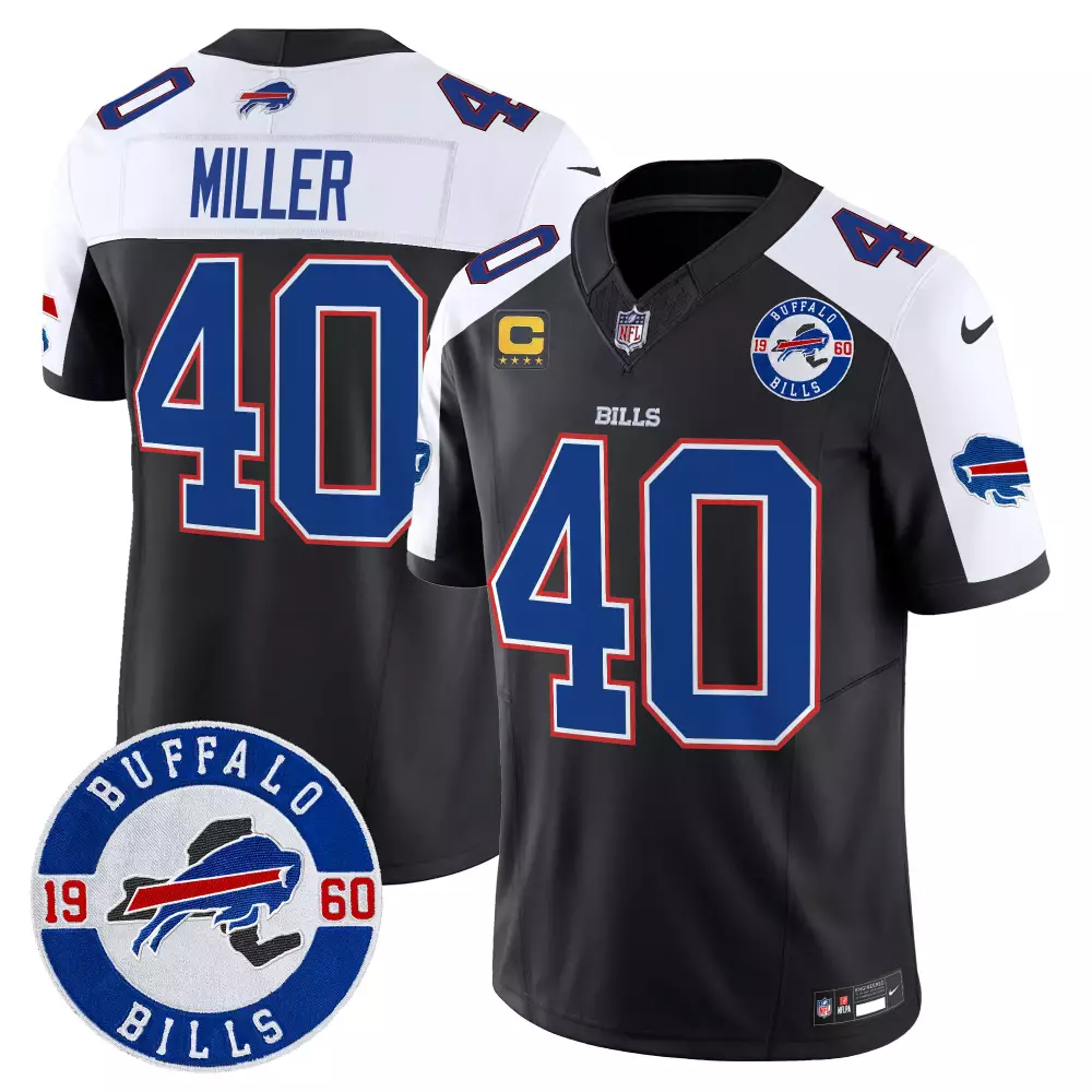 Miller Buffalo Bills 2024 Vapor Limited Jersey | Black Alternate Stitched EST 1960 Patch | For Men, Women & Youth