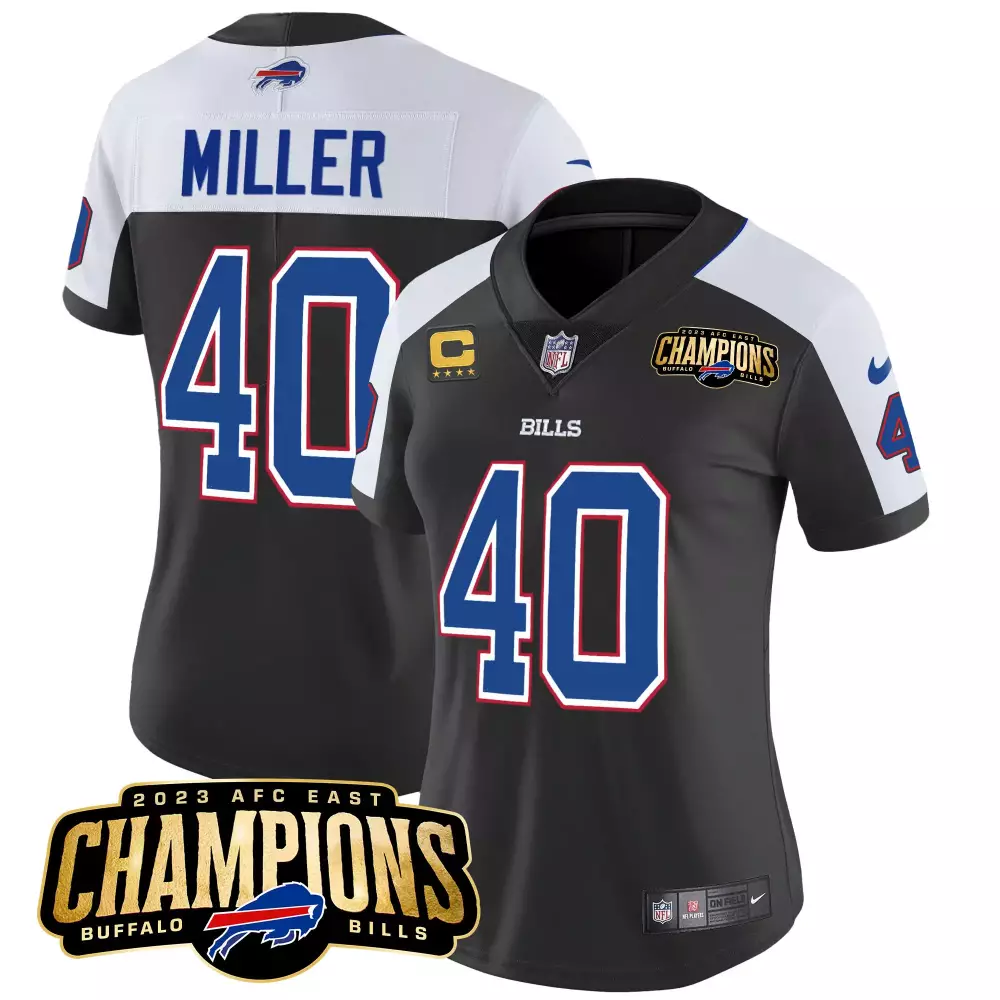 Von Miller Buffalo Bills Women's Black Alternate 2023 AFC East Champions Jersey | Stitched Vapor Design | For Men, Women & Youth