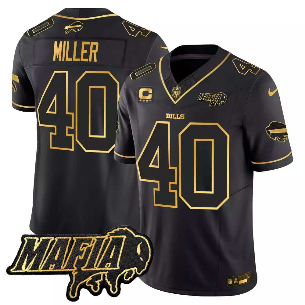 Von Miller Buffalo Bills 2024 Mafia Patch Jersey | Gold Vapor Limited Edition | For Men, Women & Youth
