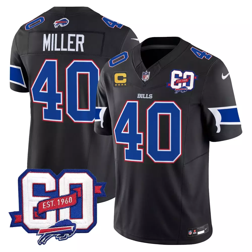 Von Miller Buffalo Bills 60th Anniversary Patch Vapor Limited Jersey | Men's Stitched Fan Gear | For Men, Women & Youth