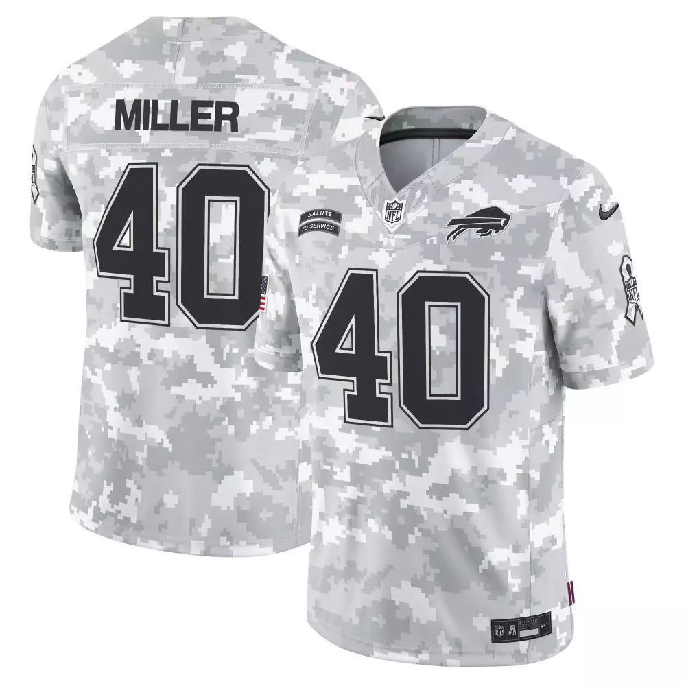Von Miller Buffalo Bills 2024 Salute to Service Vapor Limited Jersey Arctic Camo | Stitched Fan Gear for Men