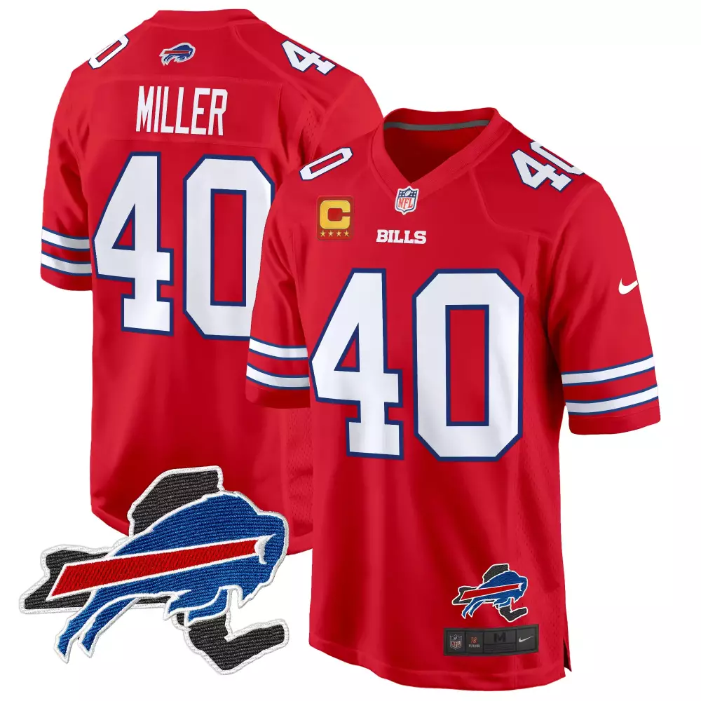 Von Miller Buffalo Bills New York Patch Game Jersey | Red Stitched Design | Fan Gear for Men, Women & Youth