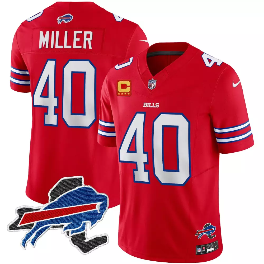 Von Miller Buffalo Bills New York Patch Vapor Limited Jersey | Red Stitched Design | Fan Gear for Men, Women & Youth