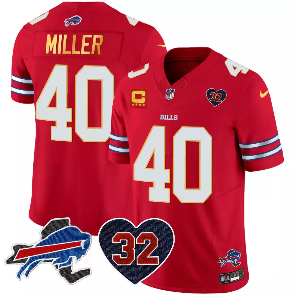 Von Miller Buffalo Bills OJ Simpson Patch Gold Trim Vapor Limited Jersey | Red Stitched Design | Fan Gear for Men, Women & Youth