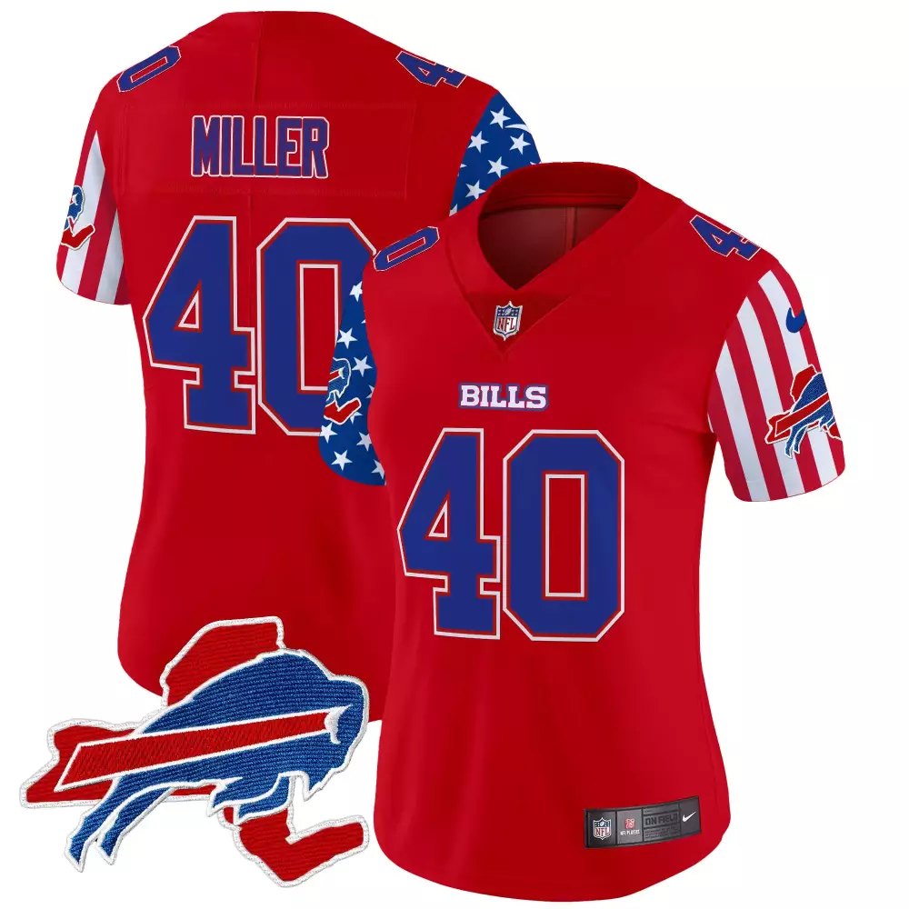 Von Miller Buffalo Bills American Style Vapor Limited Jersey | Red Stitched Design | Fan Gear for Women