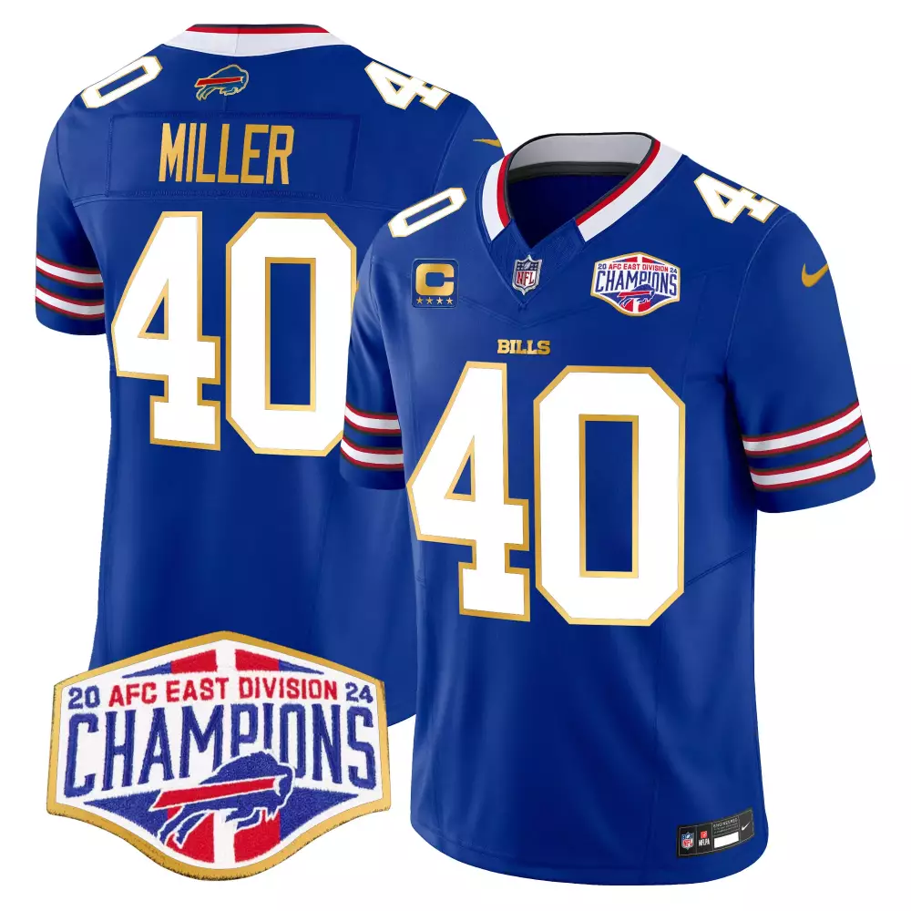 Von Miller Buffalo Bills 2024 AFC East Division Champions Gold Trim Vapor Limited Jersey | Stitched Fan Gear | For Men, Women & Youth