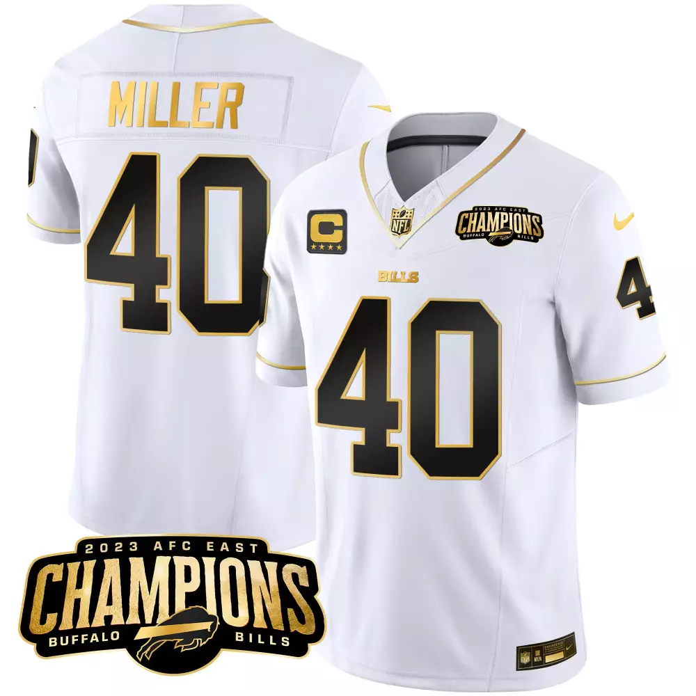 Von Miller Buffalo Bills 2023 AFC East Champions Gold Vapor Jersey | All Stitched Limited Edition | For Men, Women & Youth