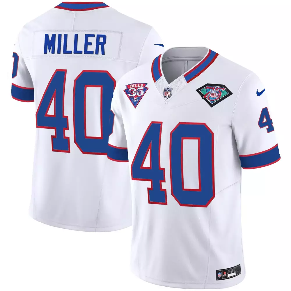 Von Miller Buffalo Bills White Men's 1994 Throwback Vapor Jersey | Stitched Design | Game Day Outfit for Fans | For Men, Women & Youth