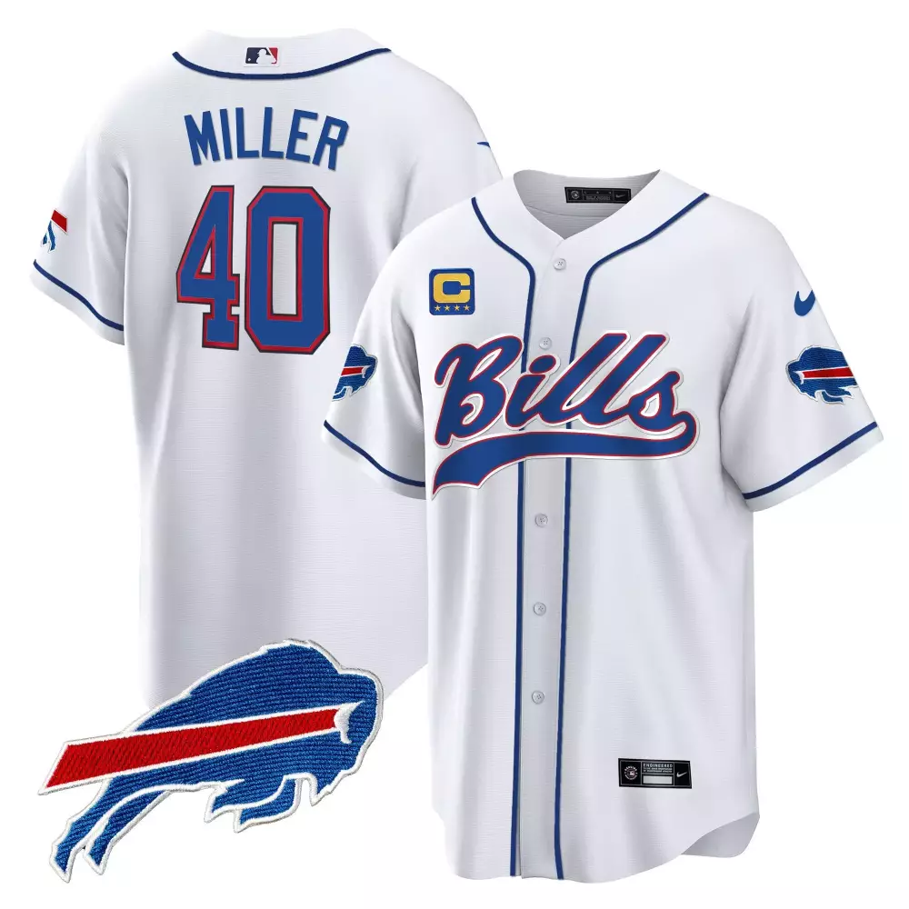 Von Miller Buffalo Bills White Men's Baseball Jersey | Stitched Design | Casual Fan Gear | For Men, Women & Youth