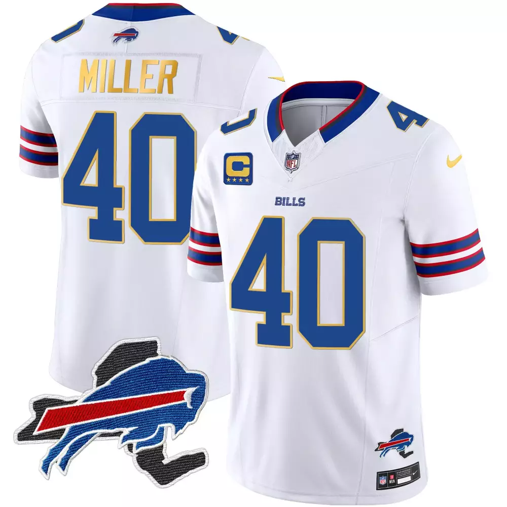 Von Miller Buffalo Bills White Men's New York Patch Vapor Limited Jersey | Stitched Design | Game Day Outfit | For Men, Women & Youth