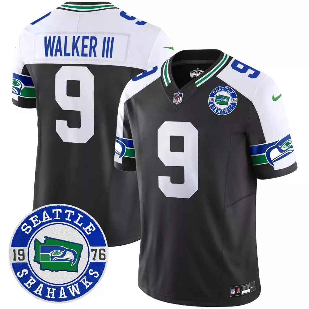 Walker III Black Alternate Jersey | Seattle Seahawks Throwback | Limited Edition Stitched Fan Gear | For Men, Women & Youth