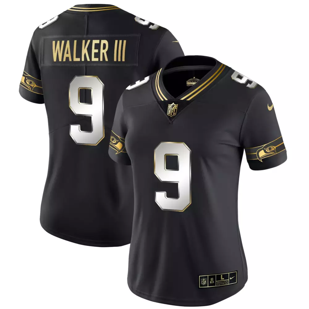 Walker III Seattle Seahawks Black Limited Women's Throwback Gold Jersey | Stitched Fan Gear | For All | For Men, Women & Youth