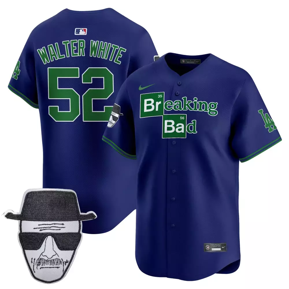 Walter White Dodgers Royal Vapor Premier Jersey | Breaking Bad Edition | Limited Edition Fan Gear | For Men, Women & Youth