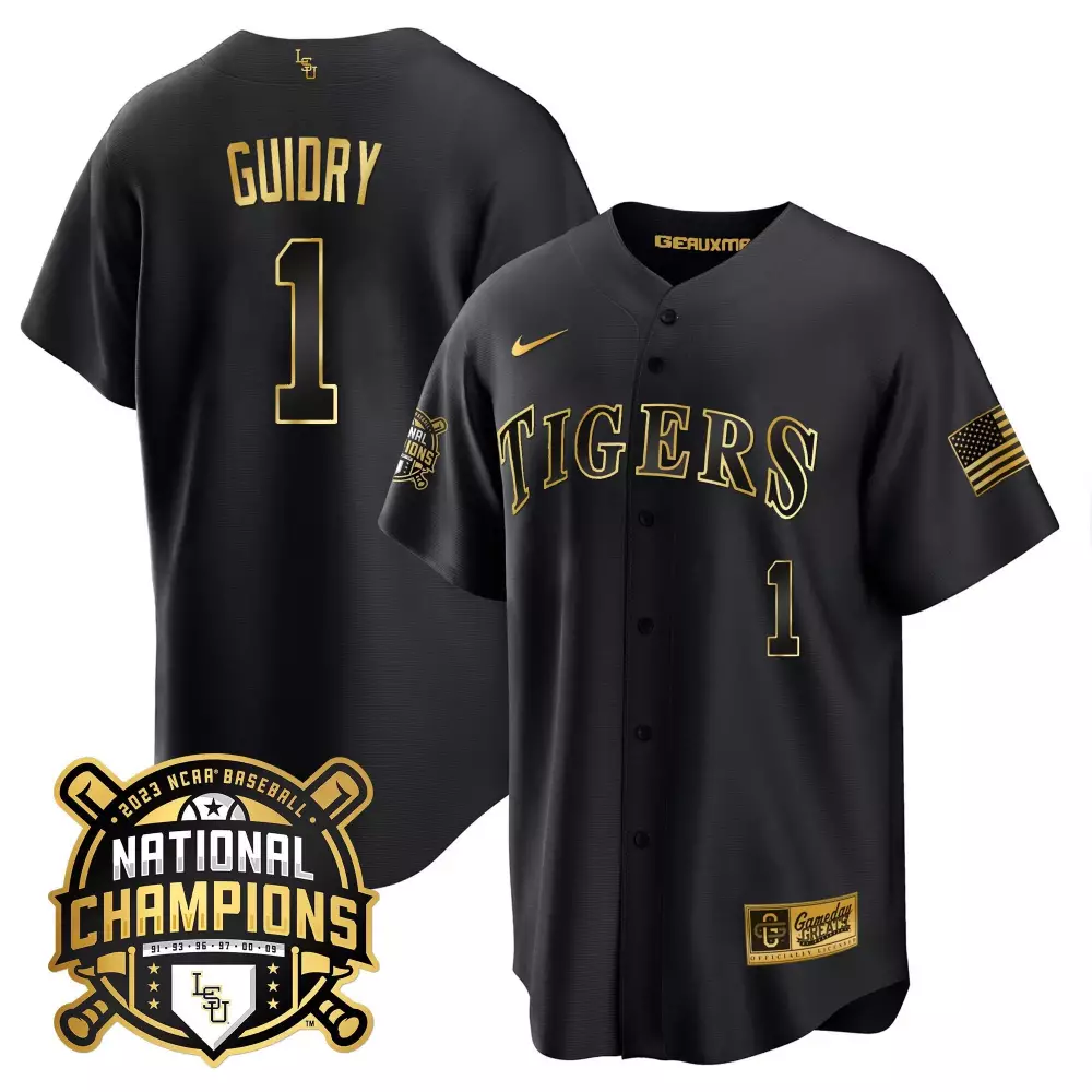 Weylin Guidry LSU Tigers 2023 National Champions Gold Cool Jersey | All Stitched | Replica Fan Gear | For Youth