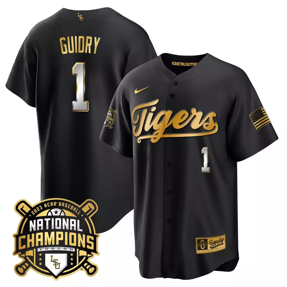 Weylin Guidry Black Limited LSU Tigers 2023 National Champions Jersey V2 | Gold Edition for Youth | For Youth