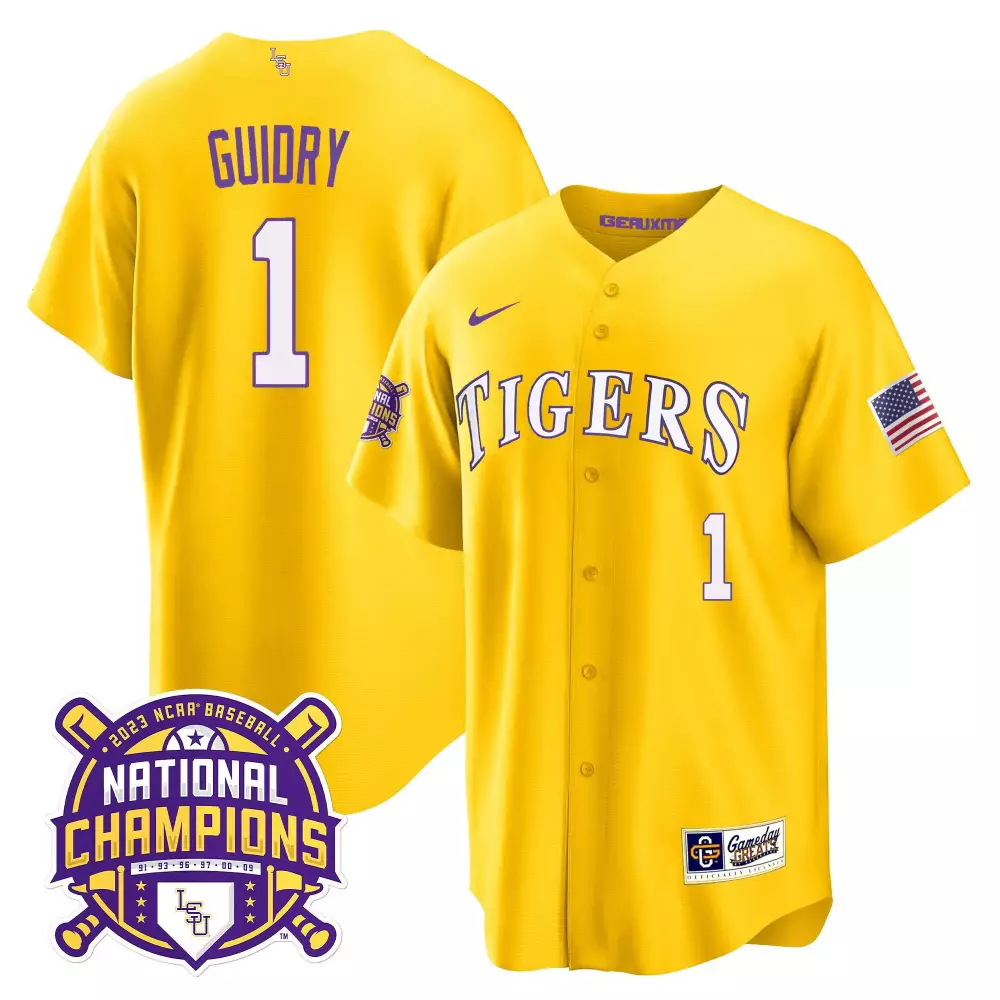 Weylin Guidry Gold LSU Tigers 2023 National Champions Jersey | Gold Cool Edition | For Men, Women & Youth