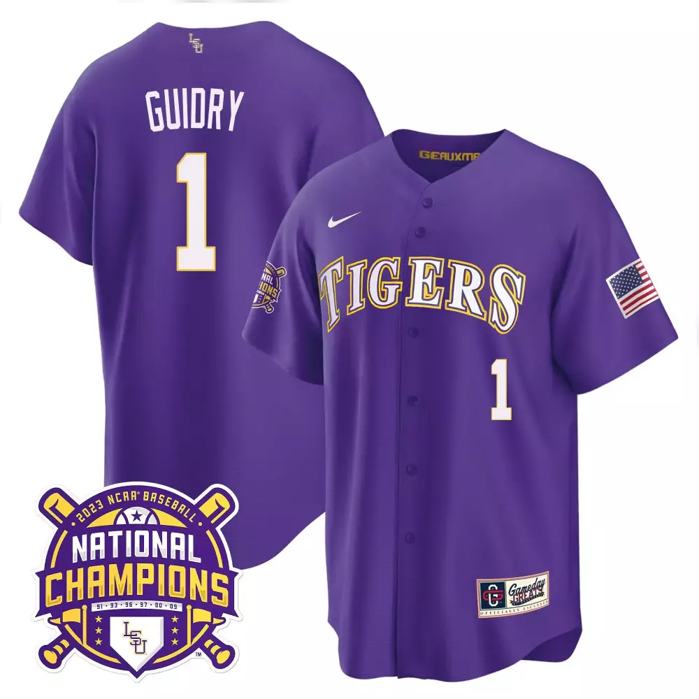 Weylin Guidry LSU Tigers 2023 National Champions Purple Cool Jersey V2 | Stitched Fan Gear for Men | For Men, Women & Youth