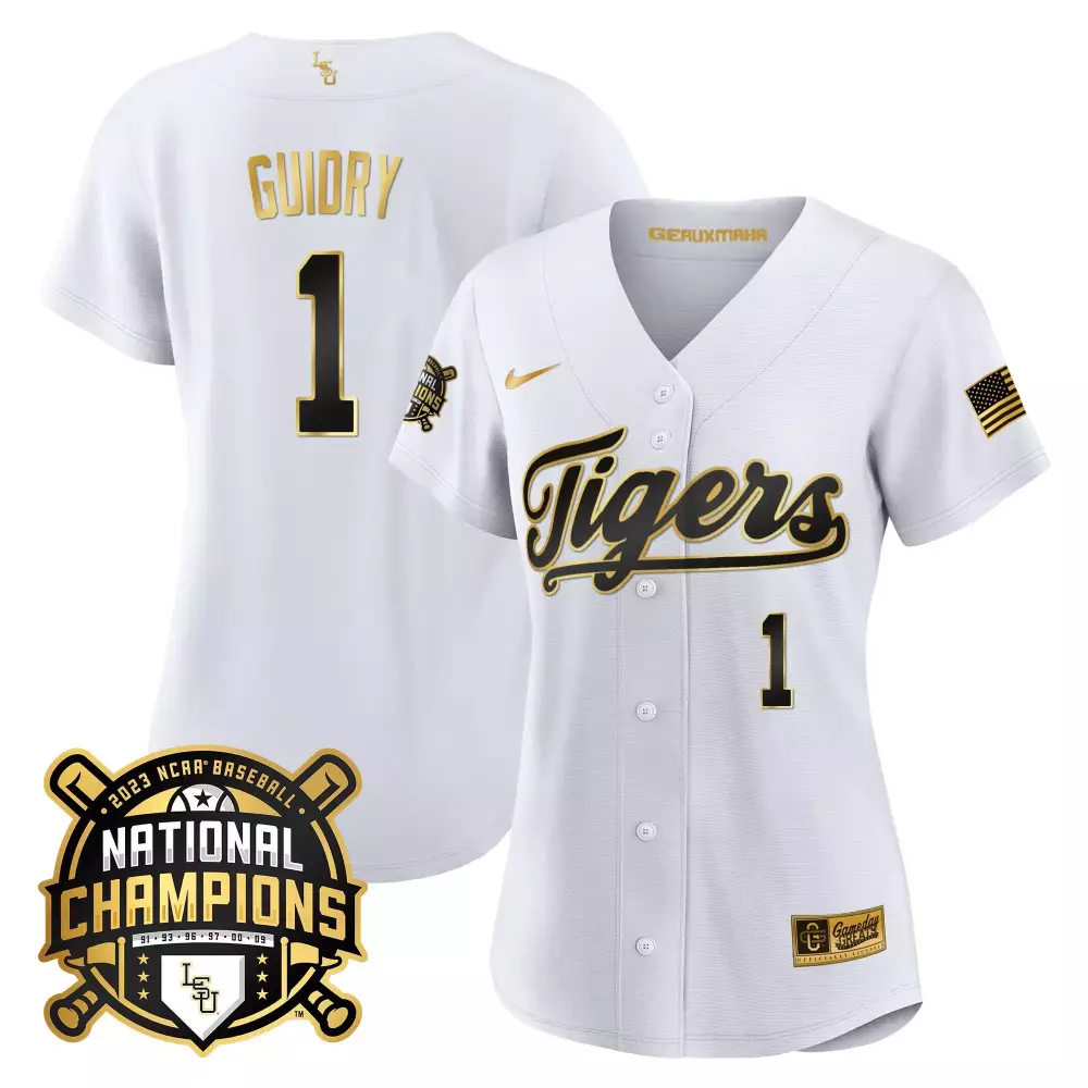 Weylin Guidry LSU Tigers 2023 National Champions Gold Jersey V2 | Stitched | Limited Edition Fan Gear | For Women
