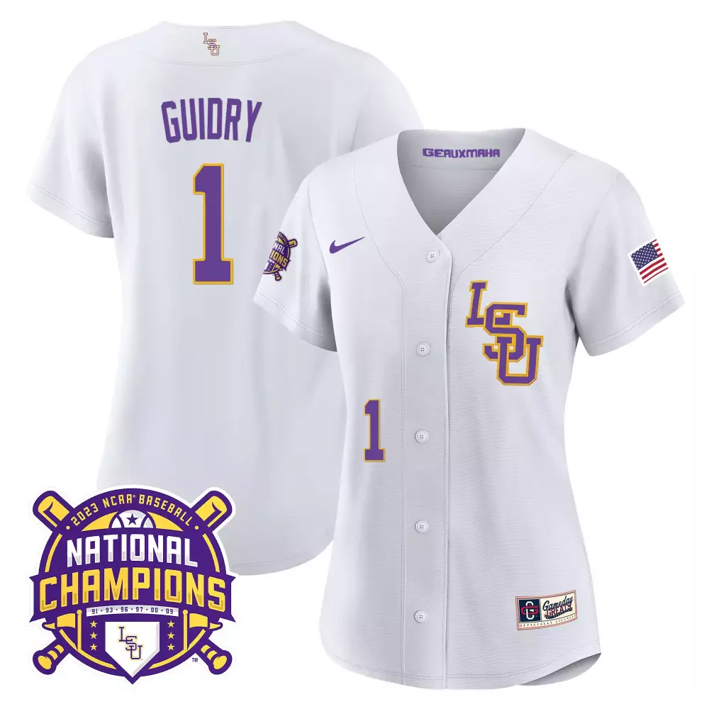 Weylin Guidry 2023 National Champions Jersey | White Women's LSU Tigers Gold Cool Stitched | Limited Edition Fan Gear | For Men, Women & Youth