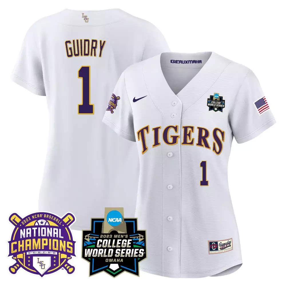 Weylin Guidry 2023 National Champions Jersey | White Women's LSU Tigers Gold Stitched V3 | Limited Edition Fan Gear | For Men, Women & Youth