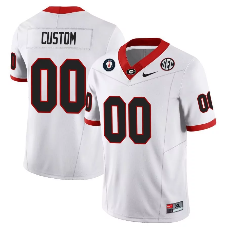 White 2023 Uniform Men's Georgia Bulldogs | 2023 Color Sleeves Custom Jersey | All Stitched | For Men, Women & Youth