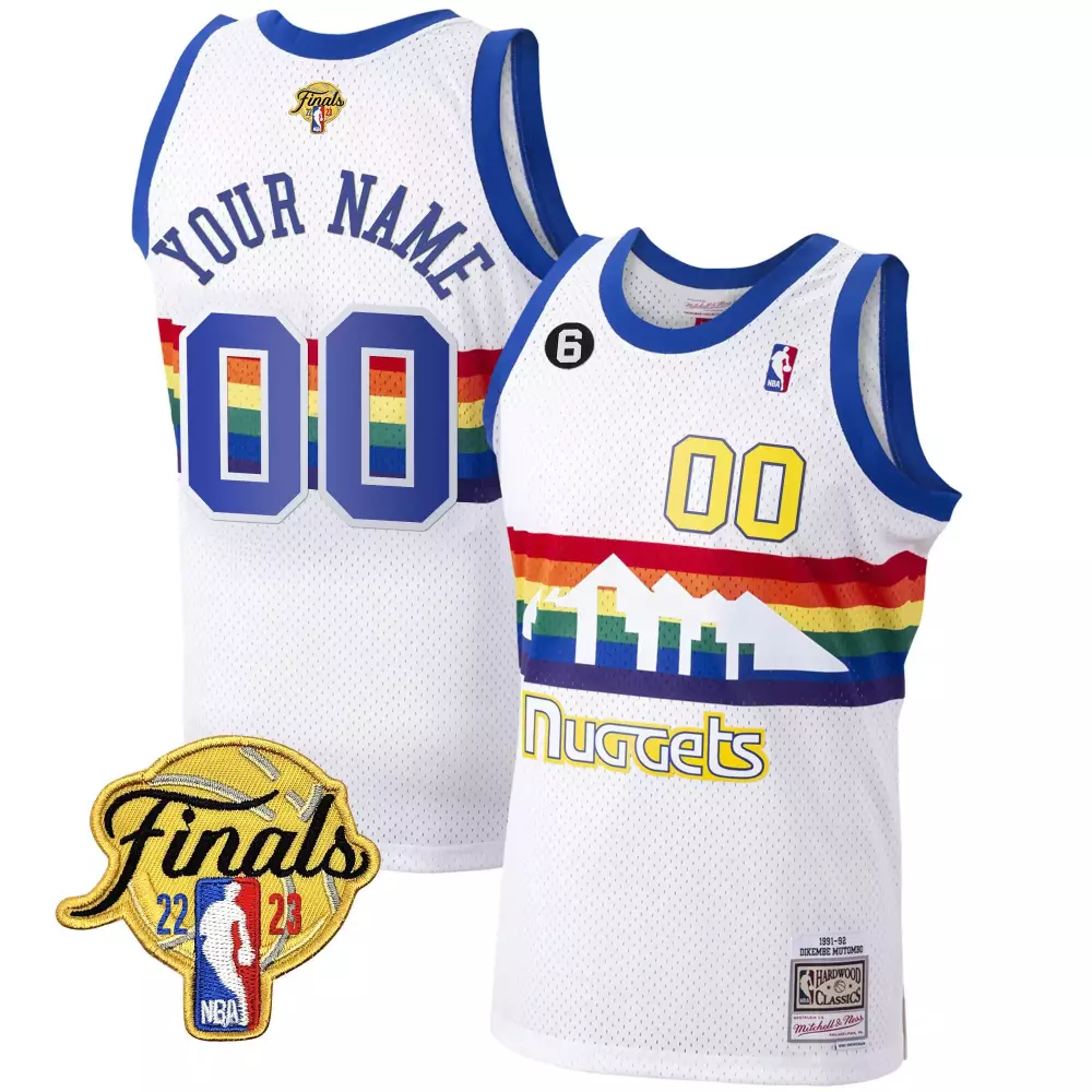 White Classic Denver Nuggets 2023 Finals Patch Collection Custom Jersey | Stitched Fan Gear | For Men, Women & Youth