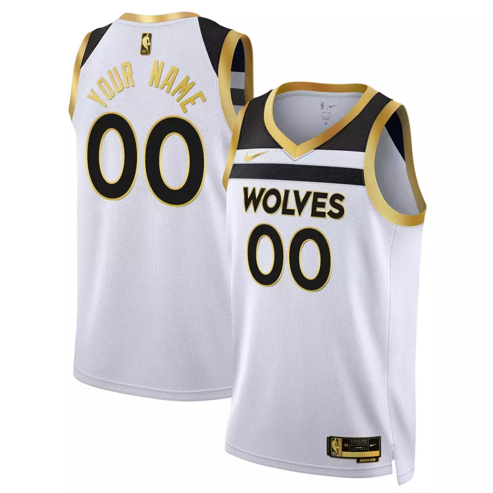 Minnesota Timberwolves White Gold Swingman Custom Jersey V3 | All Stitched | Fan Gear for Men, Women & Youth