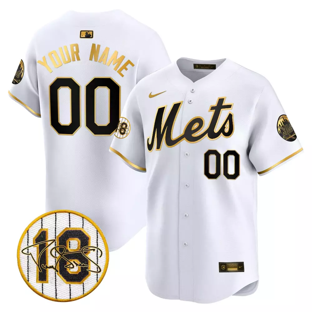 New York Mets Darryl Strawberry Patch Jersey | White Gold Vapor Premier Limited Custom Edition | Fan Gear for Men, Women & Youth