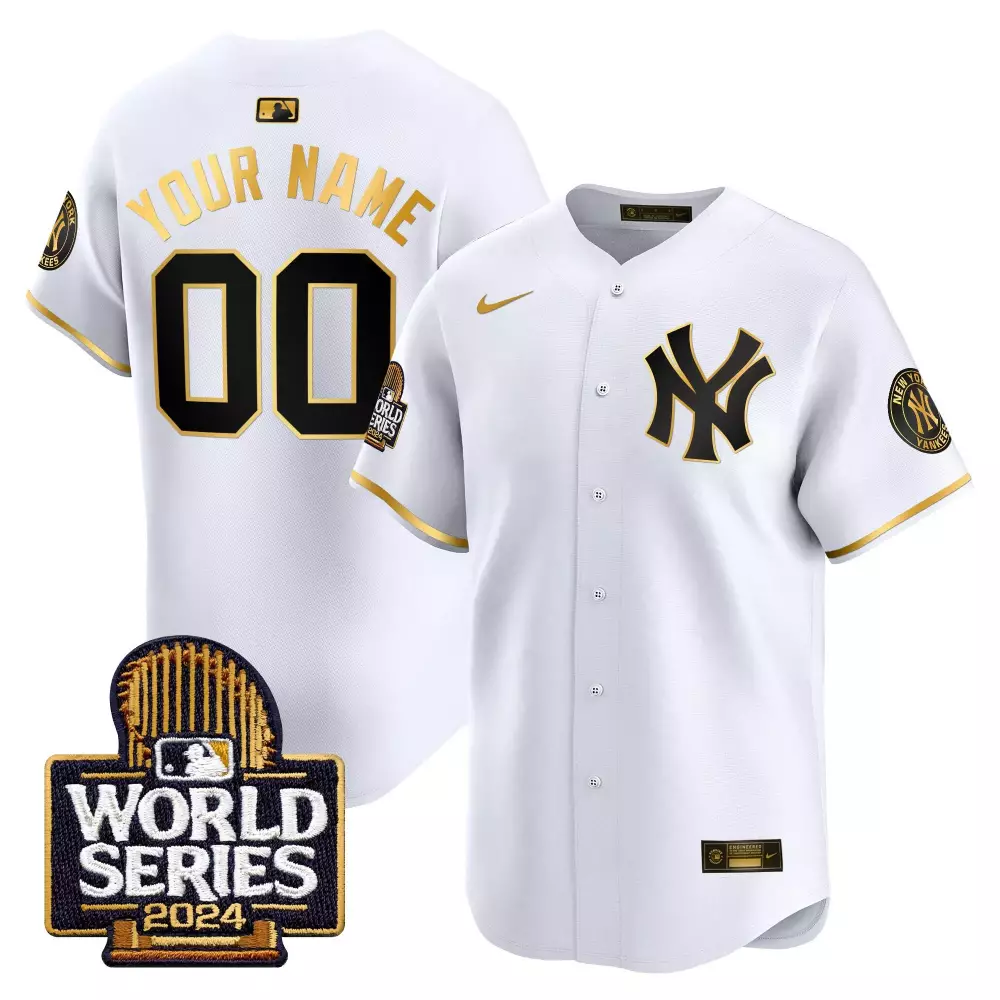 Yankees Derek Jeter Patch World Series Jersey | White Gold Vapor Premier Limited Edition | Fan Gear for Men, Women & Youth