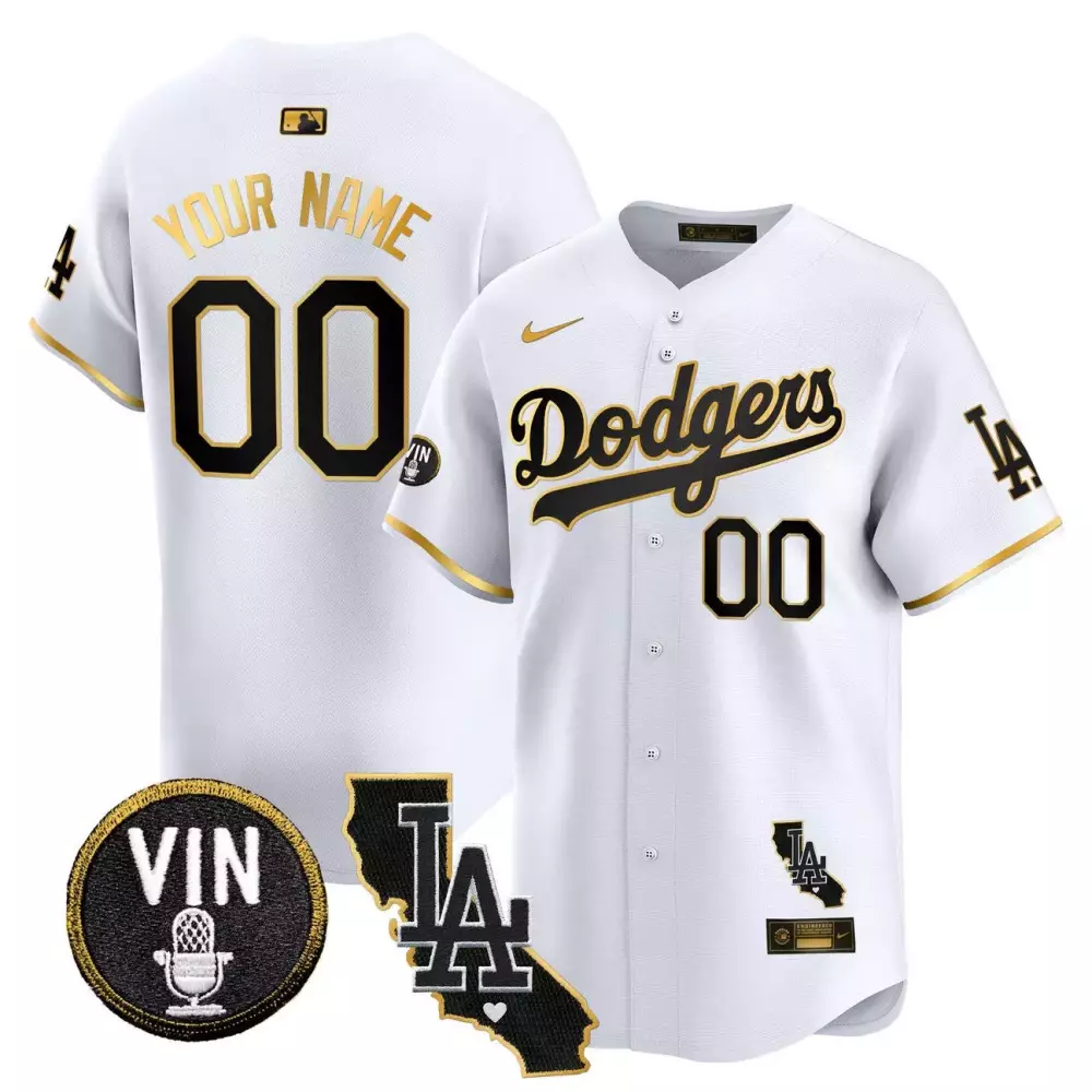 Women Dodgers Vin California Patch Jersey | Limited Edition Stitched Fan Gear | For Women, Men & Youth
