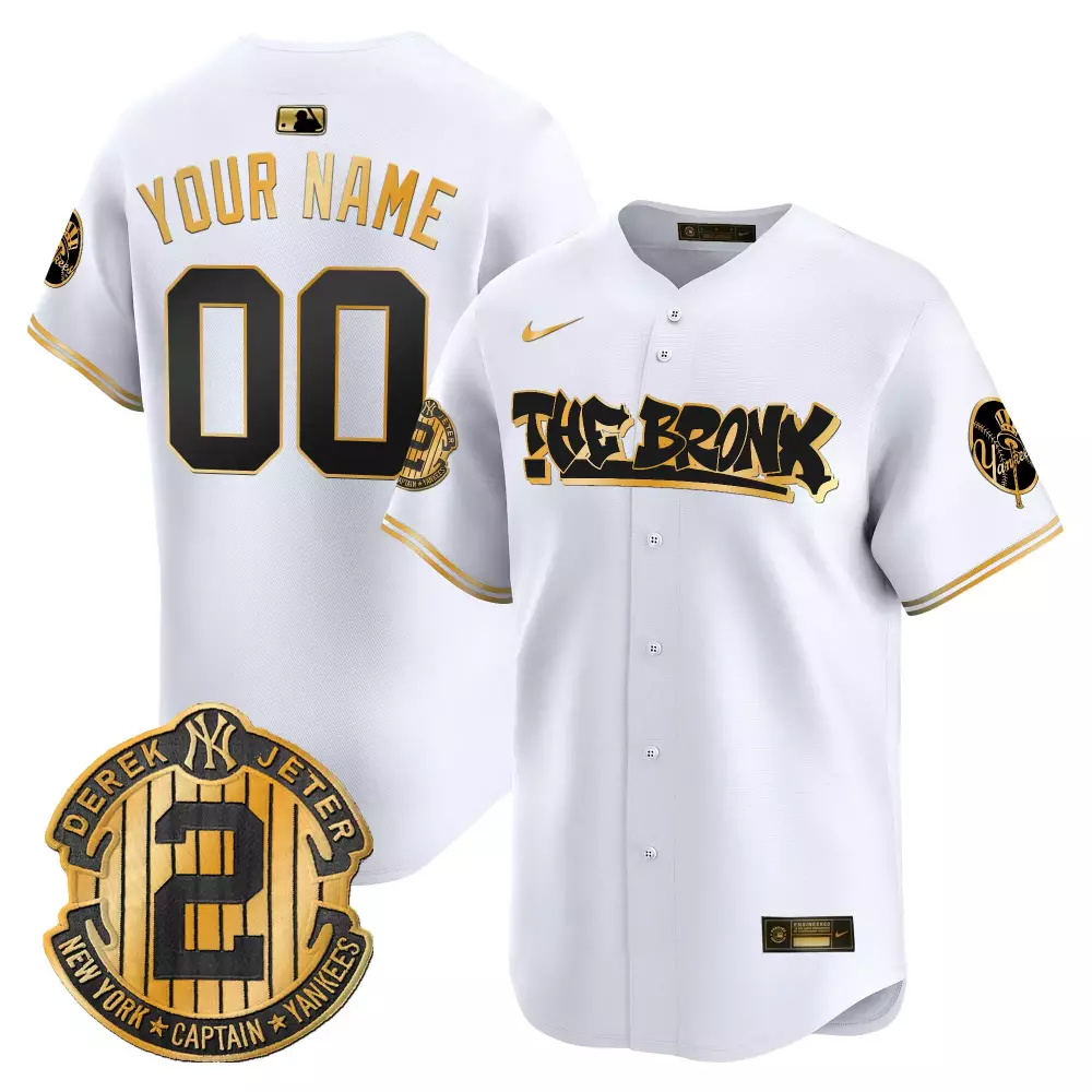 The Bronx Graffiti Youth Jersey V5 | White Gold Yankees | Stitched Vapor Premier Limited Edition | For Men, Women & Youth