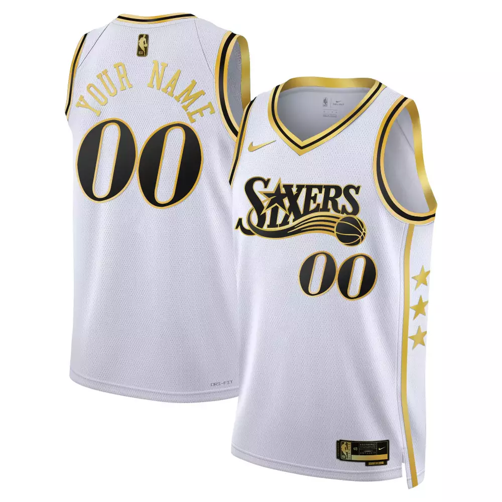 White Gold Youth Philadelphia 76ers Swingman Custom Jersey | All Stitched Design | Fan Gear for Kids