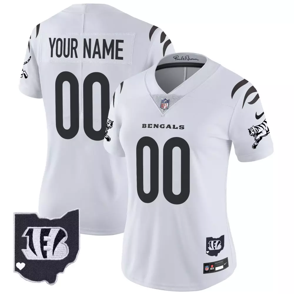 Cincinnati Bengals 2024 White Limited Women's Vapor Custom Jersey | Stitched Fan Gear for Game Day | For Men, Women & Youth
