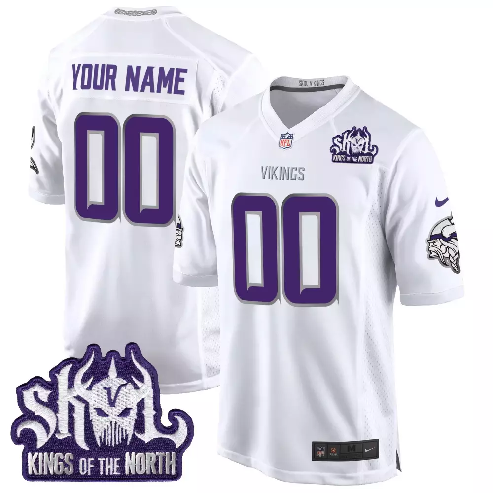 White Limited Youth Minnesota Vikings 2024 Winter Warrior Skol Patch Game Custom Jersey | All Stitched | For Men, Women & Youth