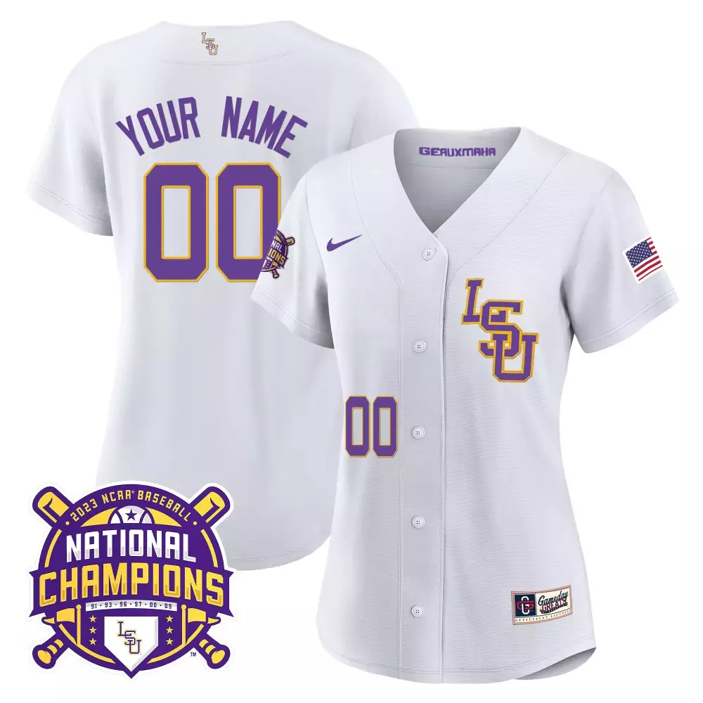 LSU Tigers 2023 National Champions Women's Gold Flex Custom Jersey | All Stitched Fan Gear | For Men, Women & Youth