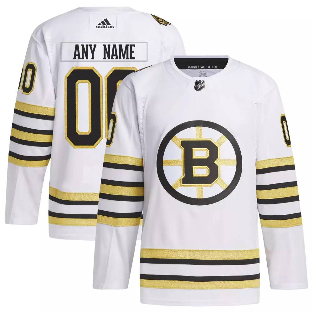 Boston Bruins 100th Anniversary Primegreen Custom Jersey | White Stitched for Men | Fan Gear