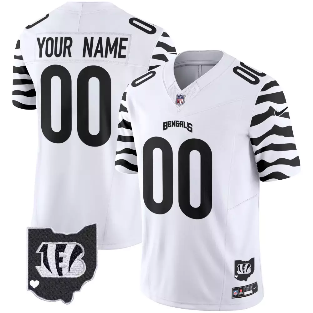 Cincinnati Bengals White Men's Stripes Vapor Limited Custom Jersey | Stitched Fan Gear for Game Day | For Men, Women & Youth