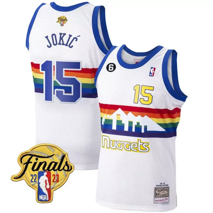 White Nikola Jokic Denver Nuggets NBA Finals Patch Jersey Collection | Stitched Fan Gear | For Men, Women & Youth