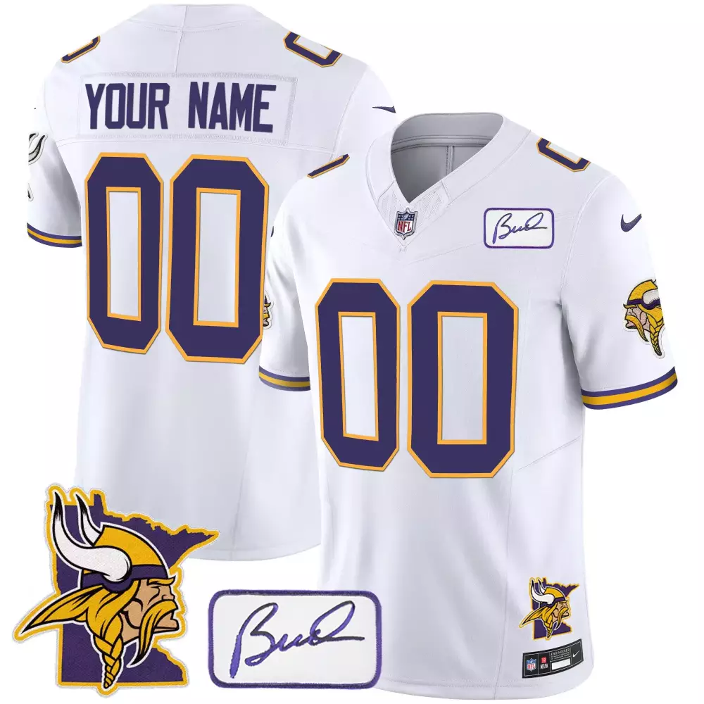 White Men Minnesota Vikings Bud Grant Minnesota Patch Classic Limited Custom Jersey | All Stitched | For Men, Women & Youth
