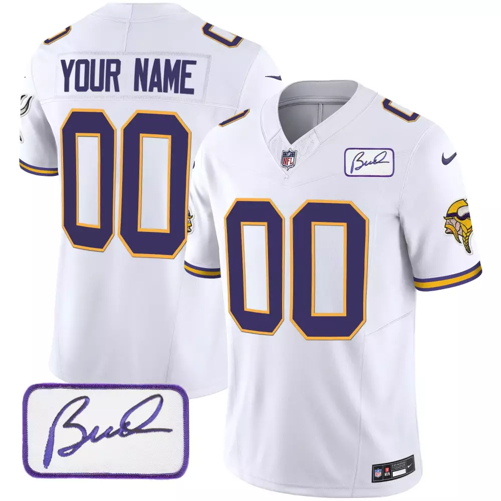 Minnesota Vikings Bud Grant Patch Classic Limited Jersey V3 | White Stitched Style | Fan Gear for All | For Men, Women & Youth