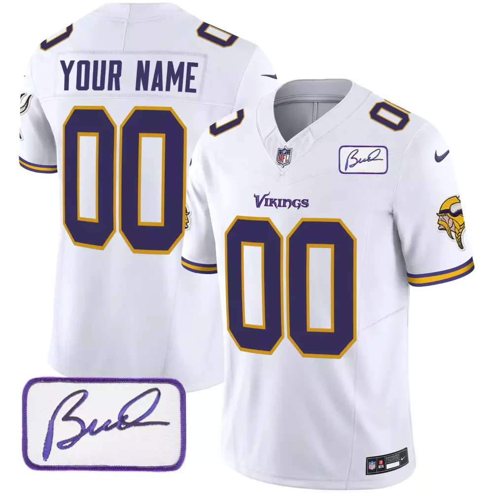 Minnesota Vikings Bud Grant Patch Classic Limited Jersey V6 | White Stitched Style | Limited Edition Fan Gear | For Men, Women & Youth